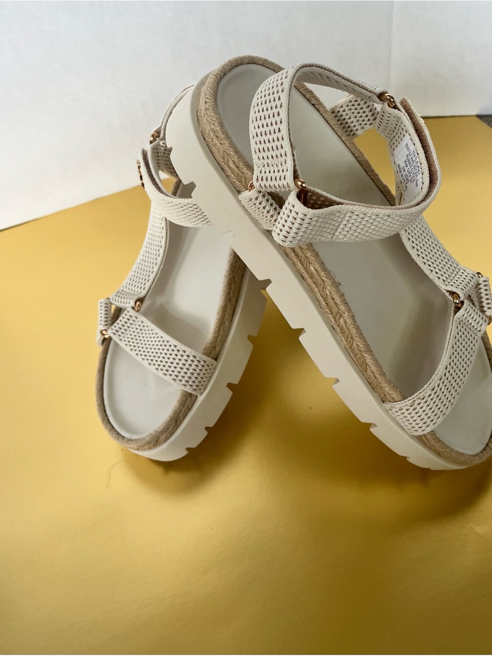 Tory Burch Espadrille Sport Sandals Ivory Gold Logo Women’s 9.5 NWOT